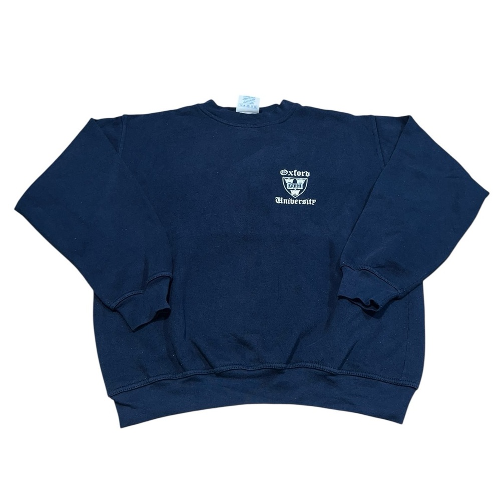 VTG 90s Oxford University Campus Stores Crewneck Sweater Size Medium Blue
